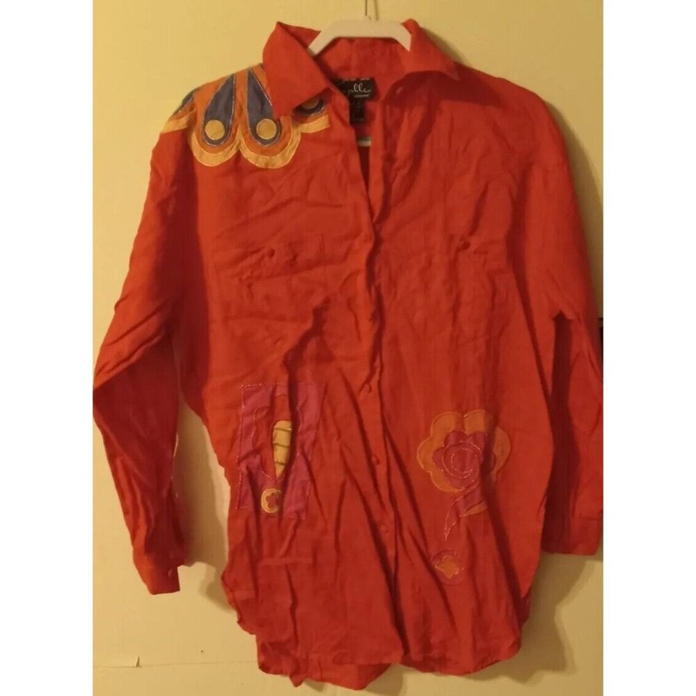 Suzelle Paris London New York Embroidered Blouse Size 8 VTG